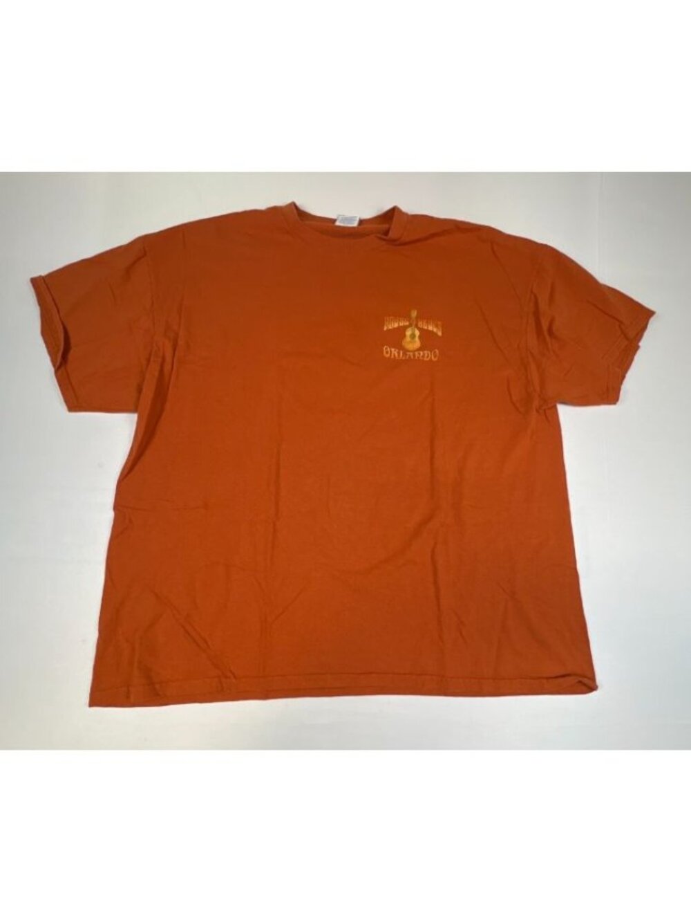 House of Blues Shirt Mens 2XL Orange Orlando Winged Guitar Concert Graphic Tee